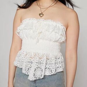 Urban Outfitters White Lace Strapless Top